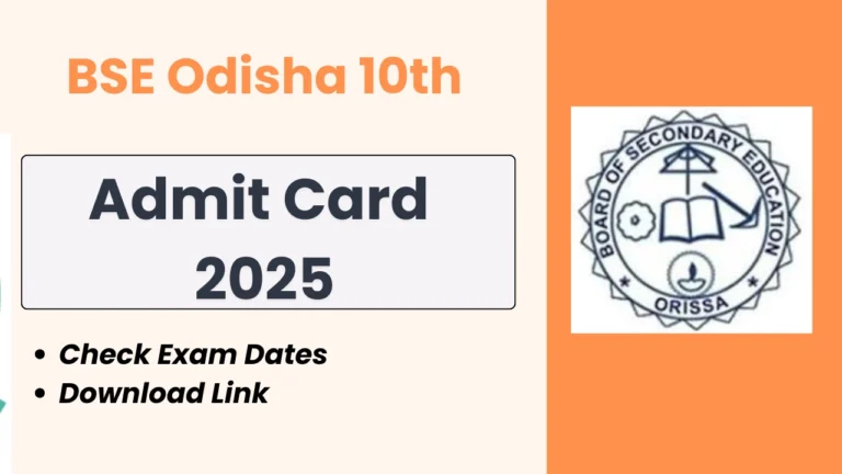 BSE Odisha Class10th Admit Card 2025