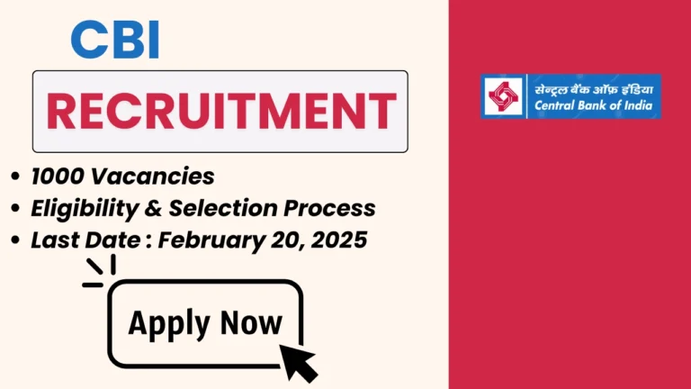 CBI Credit Officer Recruitment 2025 – Explore 1,000 vacancies, application process, and salary details. Apply before 20th February 2025 at centralbankofindia.co.in.