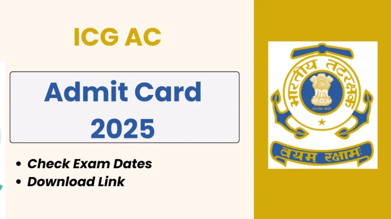 The Ministry of Defence has announced the ICG AC 2025 exam for General Duty, Technical Engineering, and Electrical/Electronics. With 140 vacancies, this prestigious recruitment offers a chance to serve as a Group ‘A’ Gazetted Officer. Download your admit card in February 2025 and prepare for the exam on February 25