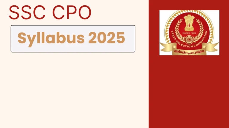 SSC CPO Syllabus 2025