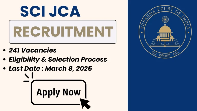 SCI JCA Recruitment 2025 – Check eligibility, selection process, and application steps. Apply online before the deadline at sci.gov.in.