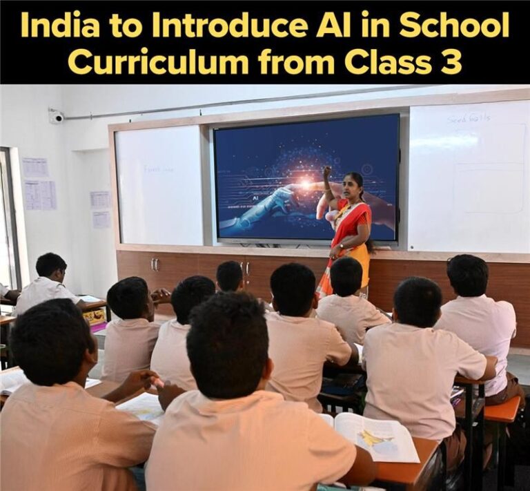 AI Curriculum in Indian Schools from Class 3 by 2026
