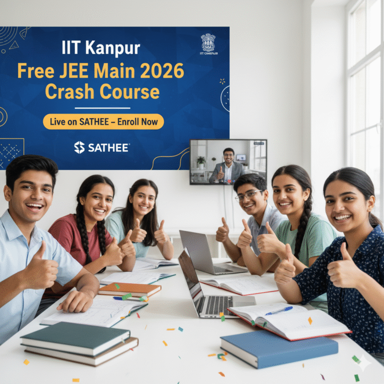 “IIT Kanpur SATHEE JEE Main 2026 Free Crash Course portal screenshot”