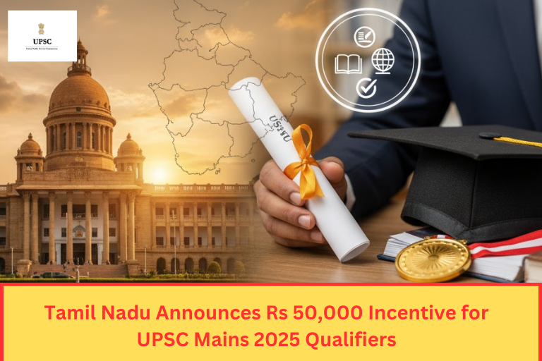 Tamil Nadu government announces Rs 50,000 incentive for UPSC Mains 2025 qualifiers under Naan Mudhalvan scheme.