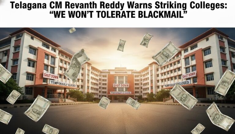 Telangana CM Revanth Reddy addressing press on private colleges strike