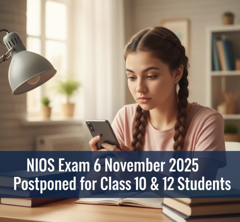 NIOS Exam 6 November 2025 Postponed for Class 10 and 12 Students